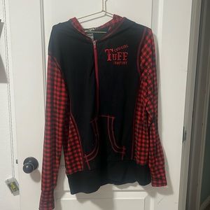 Lightweight black and red zip up. Cowgirl Tuff size L